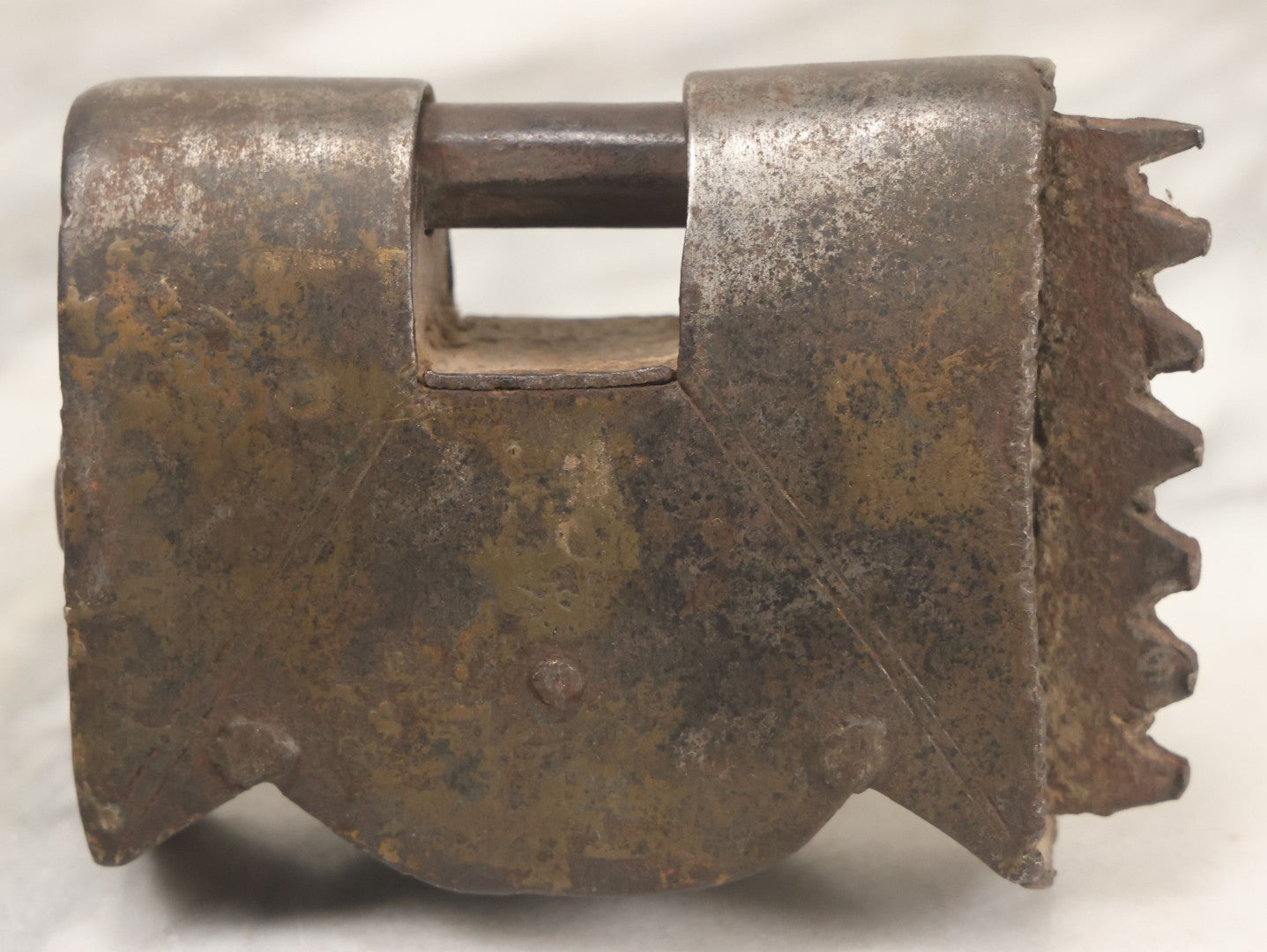Lot 009 - Antique Hand Wrought Iron Strongbox Padlock With Key, Working Condition, Original Patina, Circa 18th Century