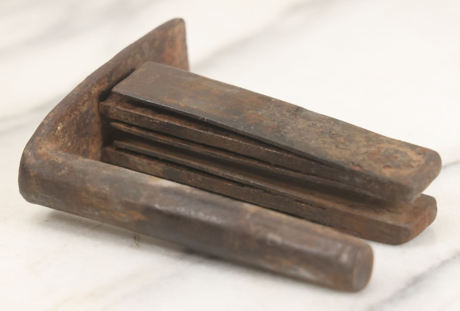 Lot 009 - Antique Hand Wrought Iron Strongbox Padlock With Key, Working Condition, Original Patina, Circa 18th Century
