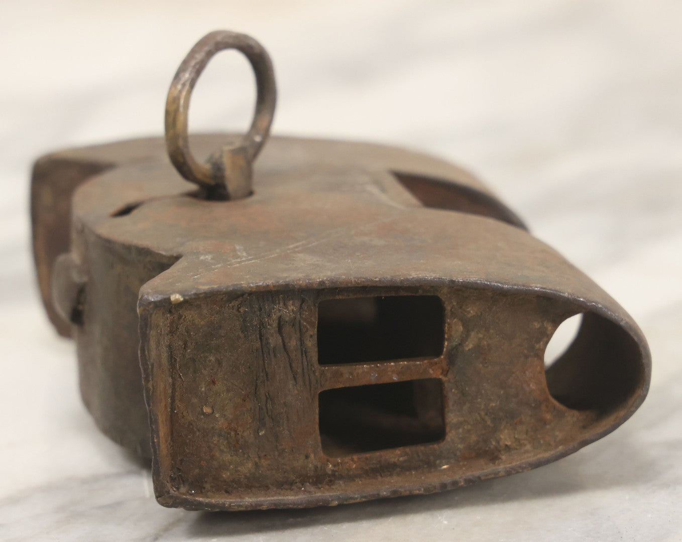 Lot 009 - Antique Hand Wrought Iron Strongbox Padlock With Key, Working Condition, Original Patina, Circa 18th Century