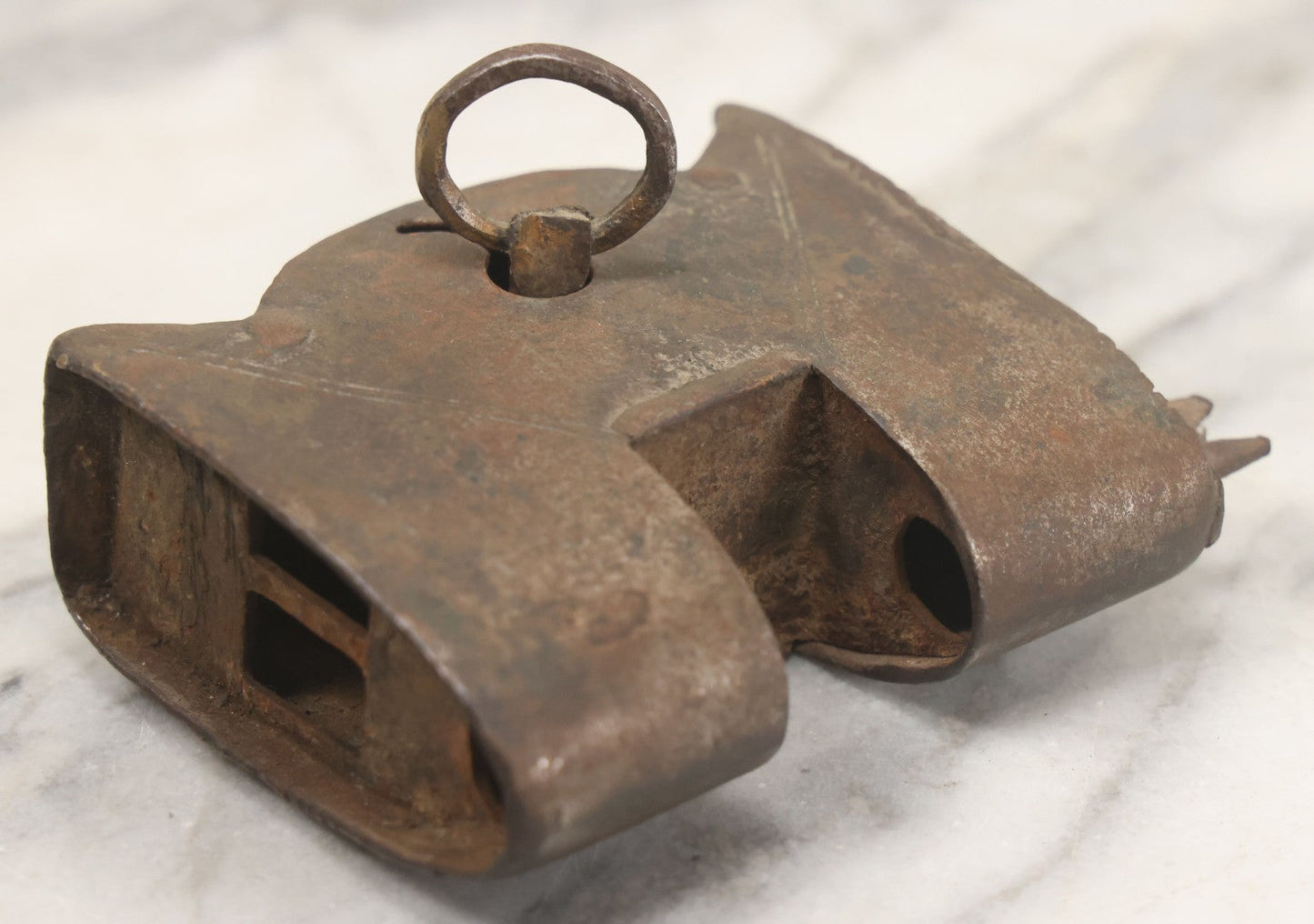 Lot 009 - Antique Hand Wrought Iron Strongbox Padlock With Key, Working Condition, Original Patina, Circa 18th Century