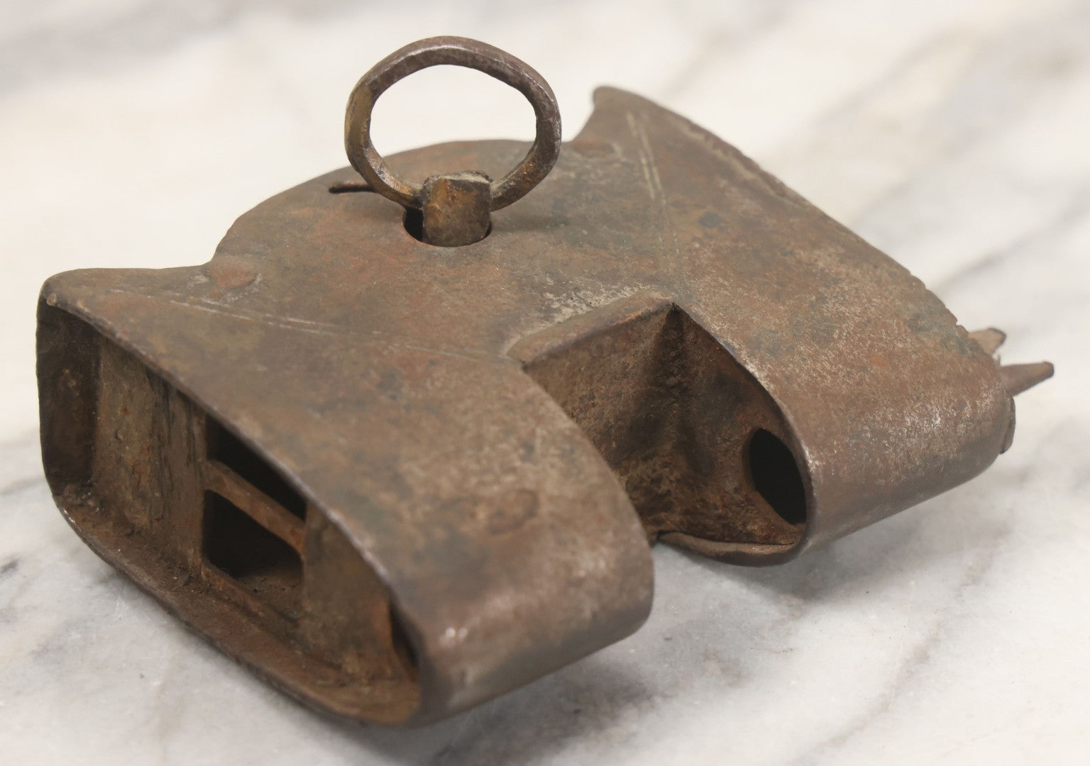 Lot 009 - Antique Hand Wrought Iron Strongbox Padlock With Key, Working Condition, Original Patina, Circa 18th Century
