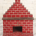 Lot 034 - Vintage Hand Made, Hand Painted Wooden Faux-Brick Dollhouse Fireplace