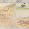 Lot 087 - Pair Of Double Sided Unframed Antique Watercolor Paintings On Paper Of La Jolla Sea Caves And Point Loma, San Diego, California, Circa 1900