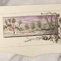 Lot 097 - Antique Unframed Watercolor And Colored Pencil Painting On Paper Of Person, Dog, Church, By Riverside, Greeting Card Study, Circa 1900