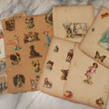 Lot 103 - Grouping Of Seven Antique Victorian Loose Scrapbook Pages With Various Die Cut Lithographed Scraps Mostly Of Pets Animals Dogs Cats Frogs Etc.