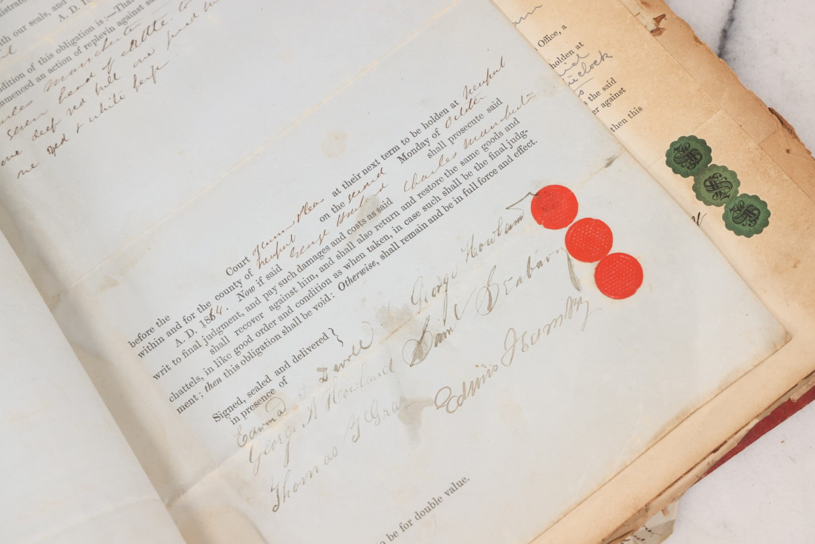 Lot 003 - Pair Of Antique Scrapbooks Containing Mostly Arrest Warrants, Other Official Documents, Dating From 1840s To 1880s Documents Addressed To Asa Gray, Justice Of The Peace, County Of Newport, Rhode Island And Providence Plantations