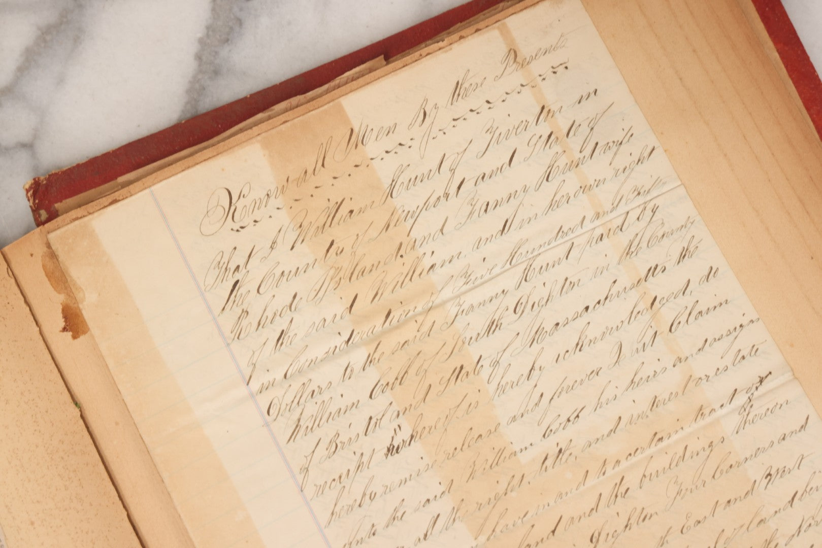 Lot 003 - Pair Of Antique Scrapbooks Containing Mostly Arrest Warrants, Other Official Documents, Dating From 1840s To 1880s Documents Addressed To Asa Gray, Justice Of The Peace, County Of Newport, Rhode Island And Providence Plantations