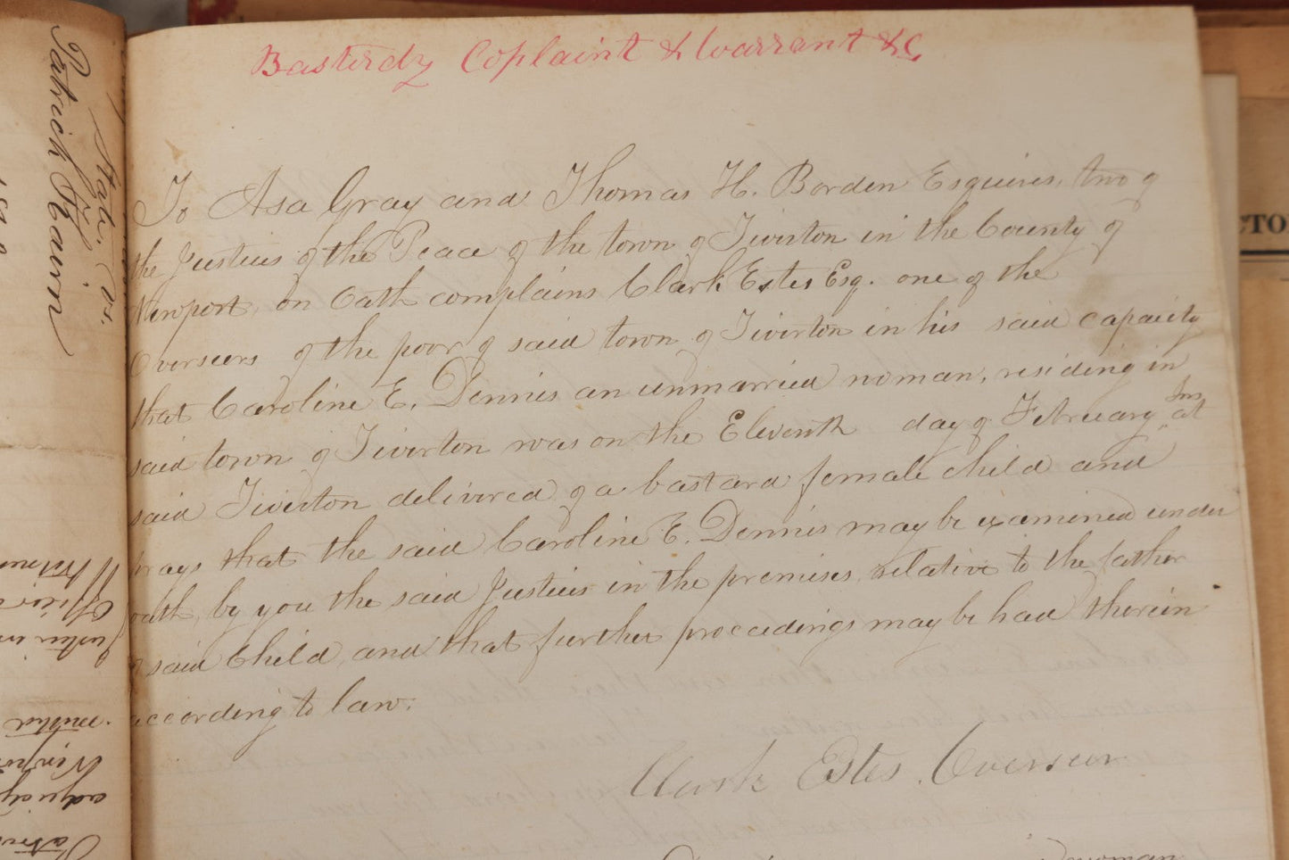 Lot 003 - Pair Of Antique Scrapbooks Containing Mostly Arrest Warrants, Other Official Documents, Dating From 1840s To 1880s Documents Addressed To Asa Gray, Justice Of The Peace, County Of Newport, Rhode Island And Providence Plantations