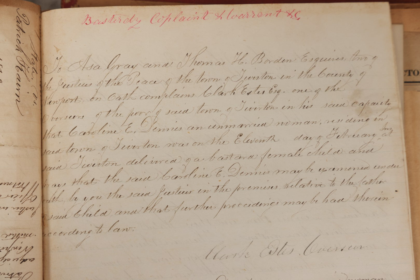 Lot 003 - Pair Of Antique Scrapbooks Containing Mostly Arrest Warrants, Other Official Documents, Dating From 1840s To 1880s Documents Addressed To Asa Gray, Justice Of The Peace, County Of Newport, Rhode Island And Providence Plantations