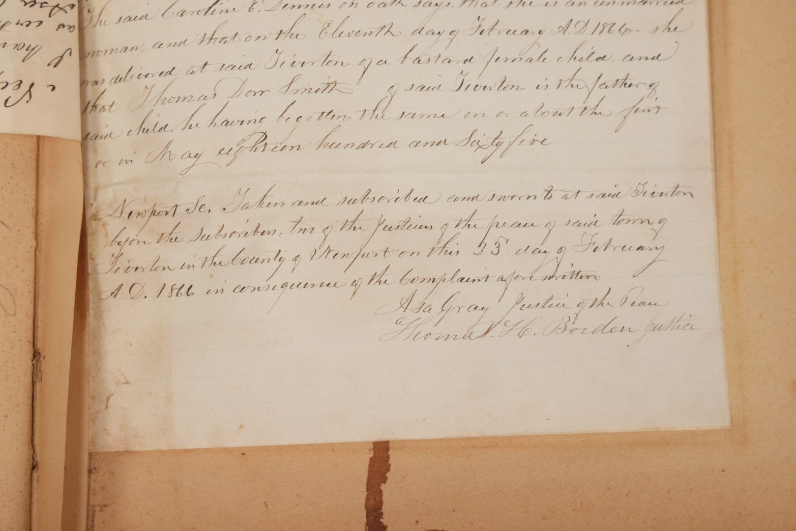 Lot 003 - Pair Of Antique Scrapbooks Containing Mostly Arrest Warrants, Other Official Documents, Dating From 1840s To 1880s Documents Addressed To Asa Gray, Justice Of The Peace, County Of Newport, Rhode Island And Providence Plantations