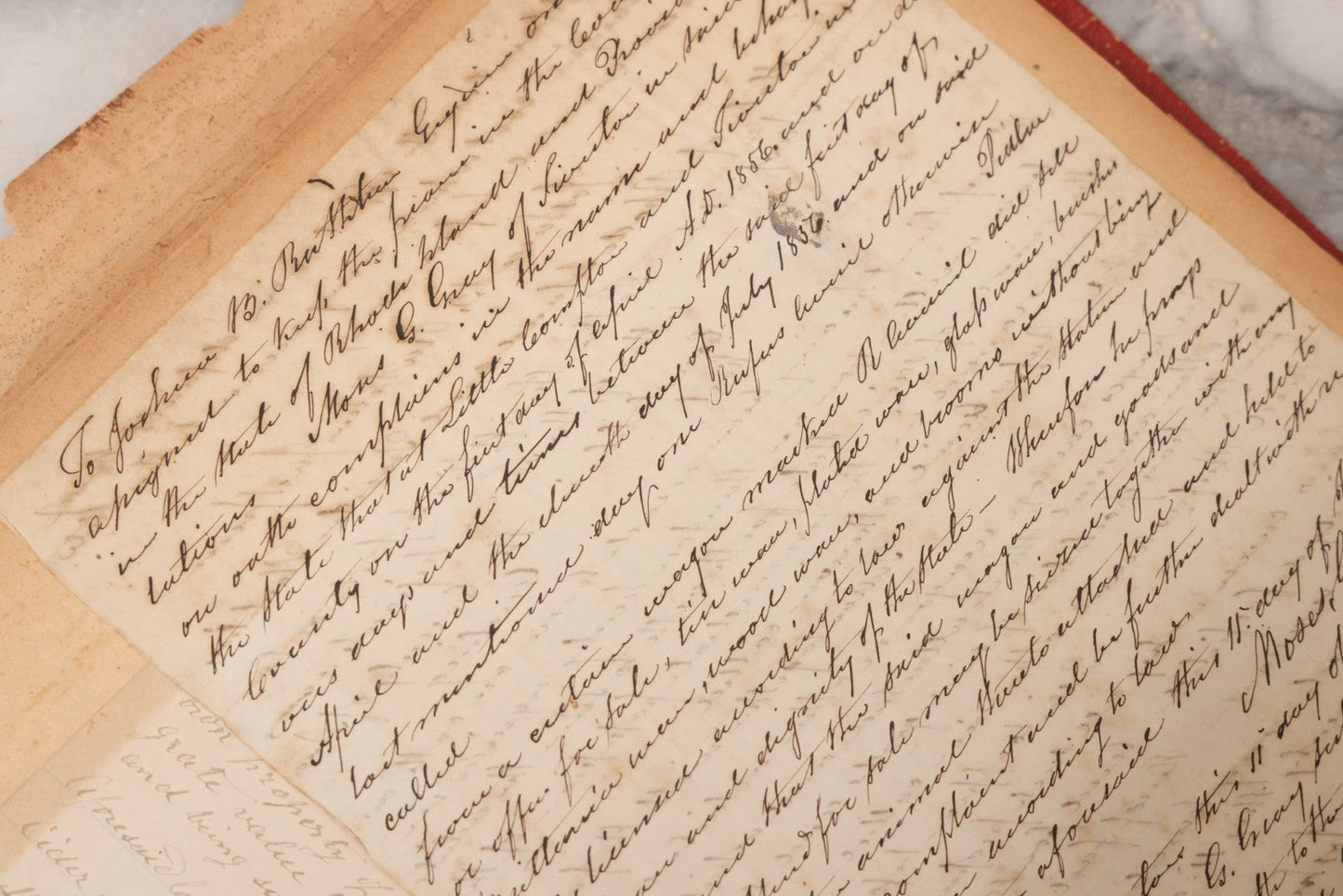 Lot 003 - Pair Of Antique Scrapbooks Containing Mostly Arrest Warrants, Other Official Documents, Dating From 1840s To 1880s Documents Addressed To Asa Gray, Justice Of The Peace, County Of Newport, Rhode Island And Providence Plantations