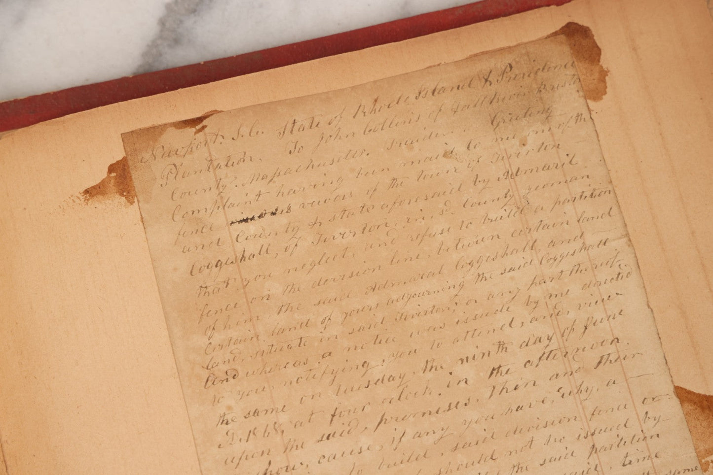 Lot 003 - Pair Of Antique Scrapbooks Containing Mostly Arrest Warrants, Other Official Documents, Dating From 1840s To 1880s Documents Addressed To Asa Gray, Justice Of The Peace, County Of Newport, Rhode Island And Providence Plantations