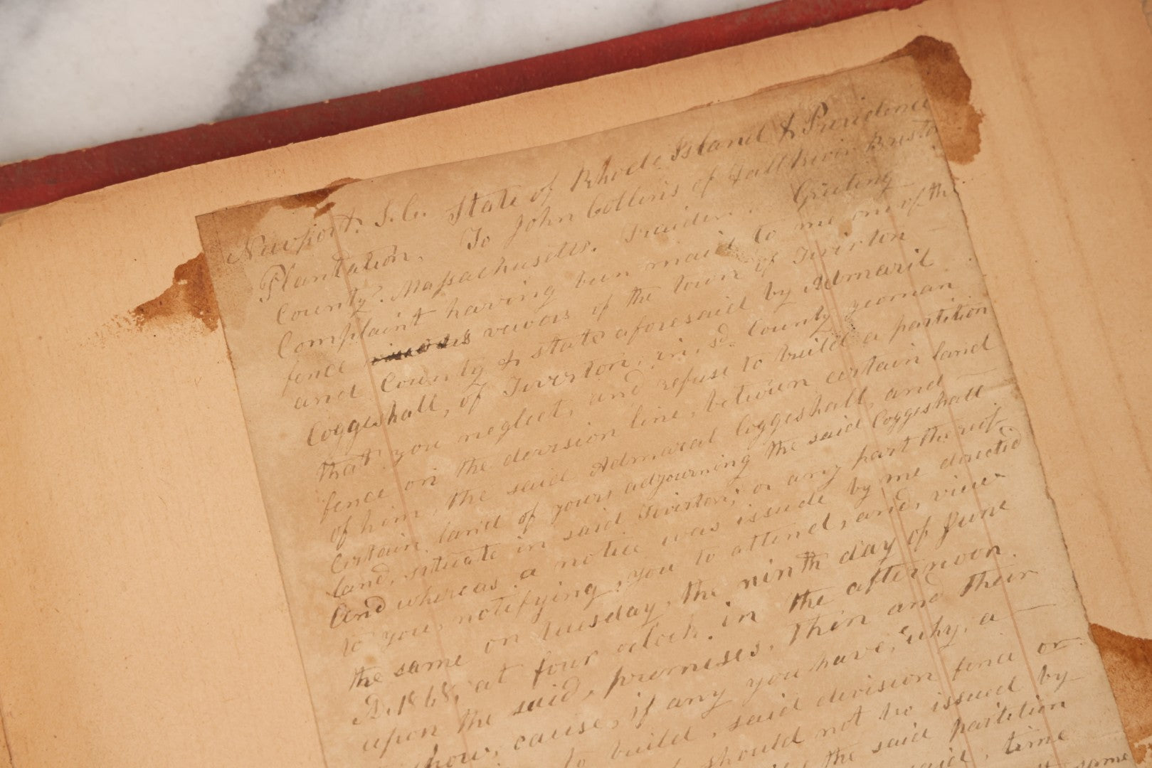 Lot 003 - Pair Of Antique Scrapbooks Containing Mostly Arrest Warrants, Other Official Documents, Dating From 1840s To 1880s Documents Addressed To Asa Gray, Justice Of The Peace, County Of Newport, Rhode Island And Providence Plantations