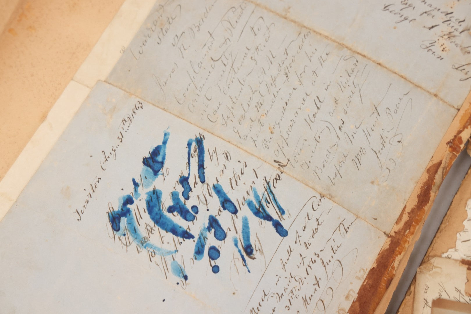 Lot 003 - Pair Of Antique Scrapbooks Containing Mostly Arrest Warrants, Other Official Documents, Dating From 1840s To 1880s Documents Addressed To Asa Gray, Justice Of The Peace, County Of Newport, Rhode Island And Providence Plantations