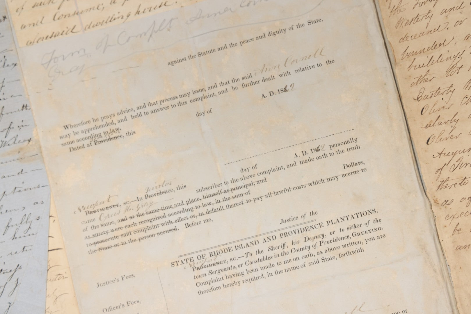 Lot 003 - Pair Of Antique Scrapbooks Containing Mostly Arrest Warrants, Other Official Documents, Dating From 1840s To 1880s Documents Addressed To Asa Gray, Justice Of The Peace, County Of Newport, Rhode Island And Providence Plantations