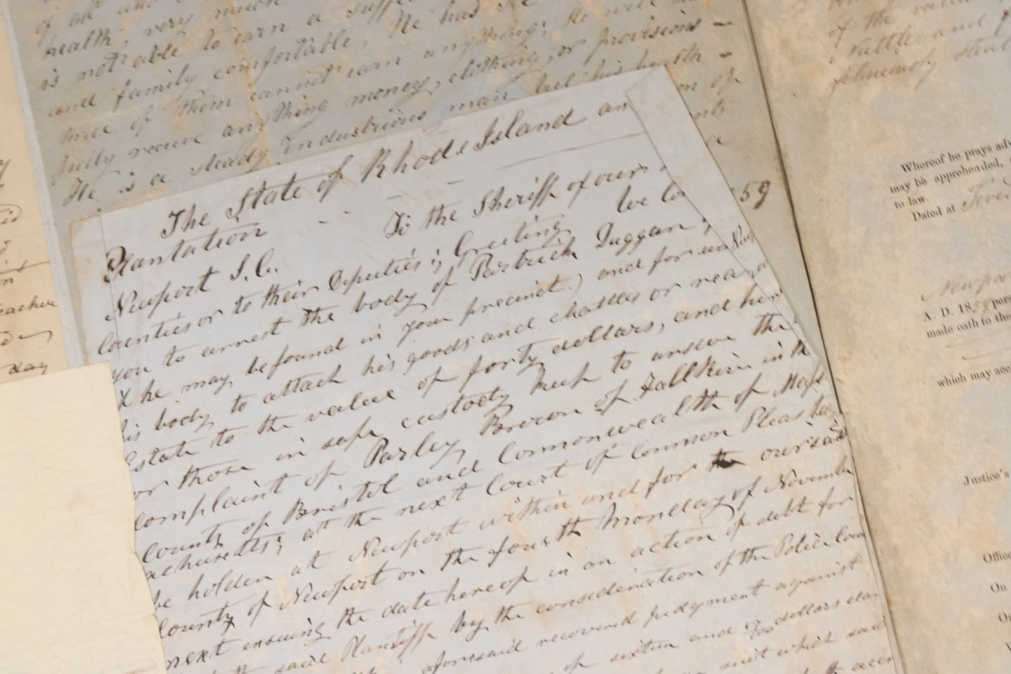 Lot 003 - Pair Of Antique Scrapbooks Containing Mostly Arrest Warrants, Other Official Documents, Dating From 1840s To 1880s Documents Addressed To Asa Gray, Justice Of The Peace, County Of Newport, Rhode Island And Providence Plantations