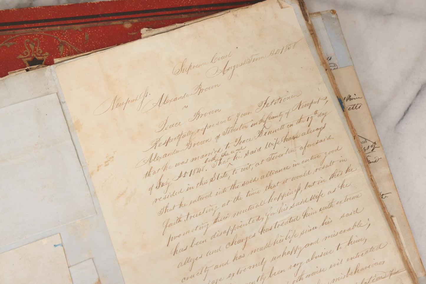 Lot 003 - Pair Of Antique Scrapbooks Containing Mostly Arrest Warrants, Other Official Documents, Dating From 1840s To 1880s Documents Addressed To Asa Gray, Justice Of The Peace, County Of Newport, Rhode Island And Providence Plantations