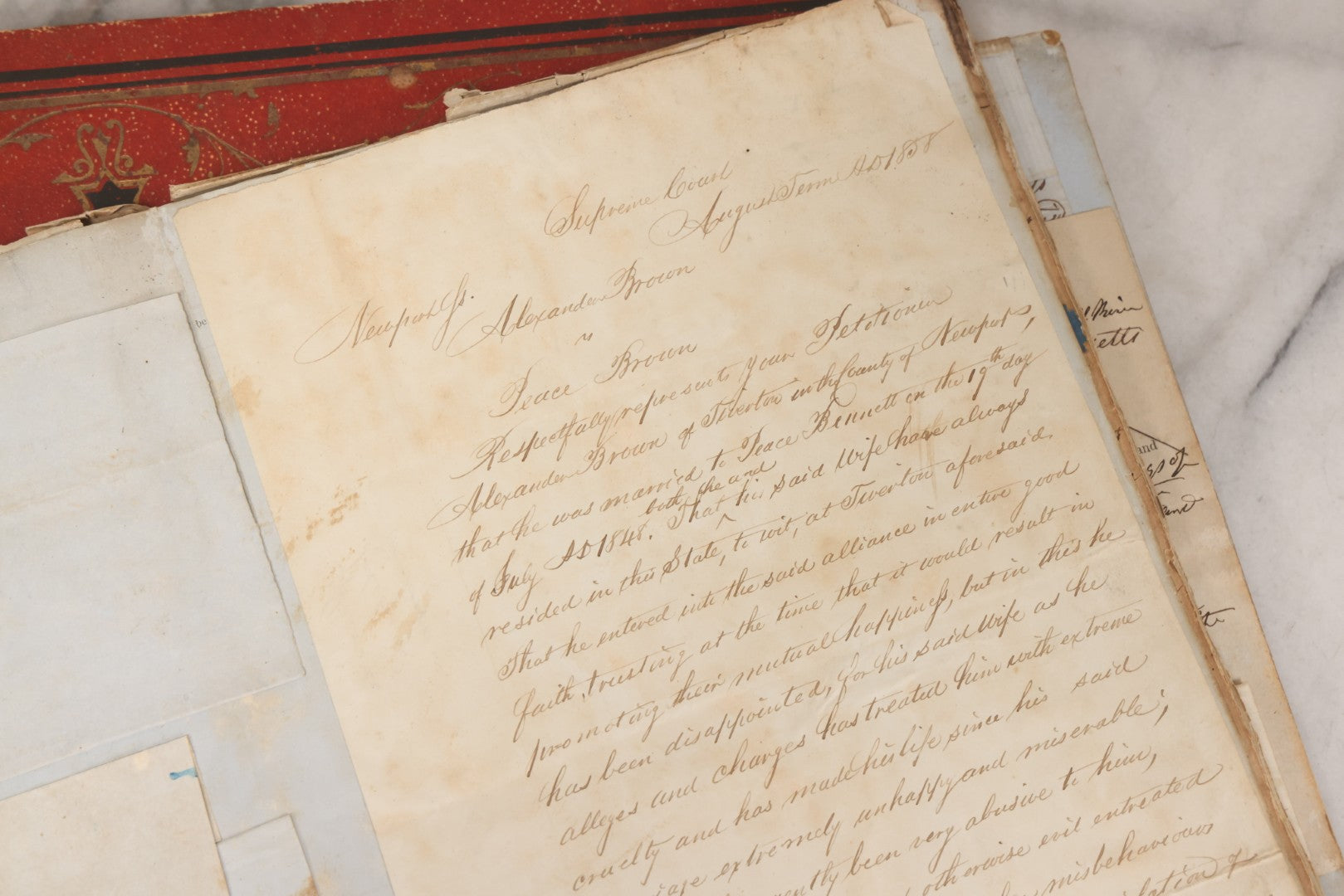 Lot 003 - Pair Of Antique Scrapbooks Containing Mostly Arrest Warrants, Other Official Documents, Dating From 1840s To 1880s Documents Addressed To Asa Gray, Justice Of The Peace, County Of Newport, Rhode Island And Providence Plantations