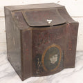 Lot 008 - Antique Hand Painted Mocha Coffee Store Tin With Victorian Woman Cameo Portrait, Painted Lettering, Porcelain Knob