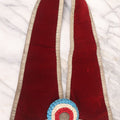 Lot 014 - Single Antique Fraternal Sash Collar With Red Coloring, Red, White, And Blue Fabric Medallion, And Silver Colored Tassels