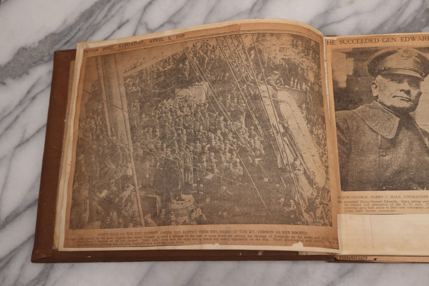 Lot 020 - Antique World War One Newspaper Clipping Scrapbook Album Documenting The End Of The War, 1918 And 1919