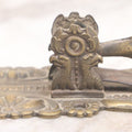 Lot 031 - Antique Victorian Pressed Brass Paperclip With Eagle And Feather Motifs, Manufactured By F.A. Rockwell, 1860, Note Damaged, Missing Hand Clip, 6" Length