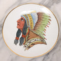 Lot 075 - Antique Hand Colored Porcelain Native American Chief Portrait Plate, Made In Germany, 6-7/8" Diameter