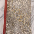 Lot 087 - Antique Cabinet Card Photo Album With Pressed Metal Cover, Floral Design, Raised Decorative Metal Album Lettering, Red Fabric Back Cover, Containing 58 Cabinet Card Photos Including Boy with Bicycle, Knights Templar, and Woman in Mourning