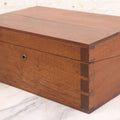 Lot 091 - Vintage Wooden Dovetailed Folding Writing Desk With Leather Hinged Doors, Tiger Maple Details, Storage Compartments For Writing Instruments