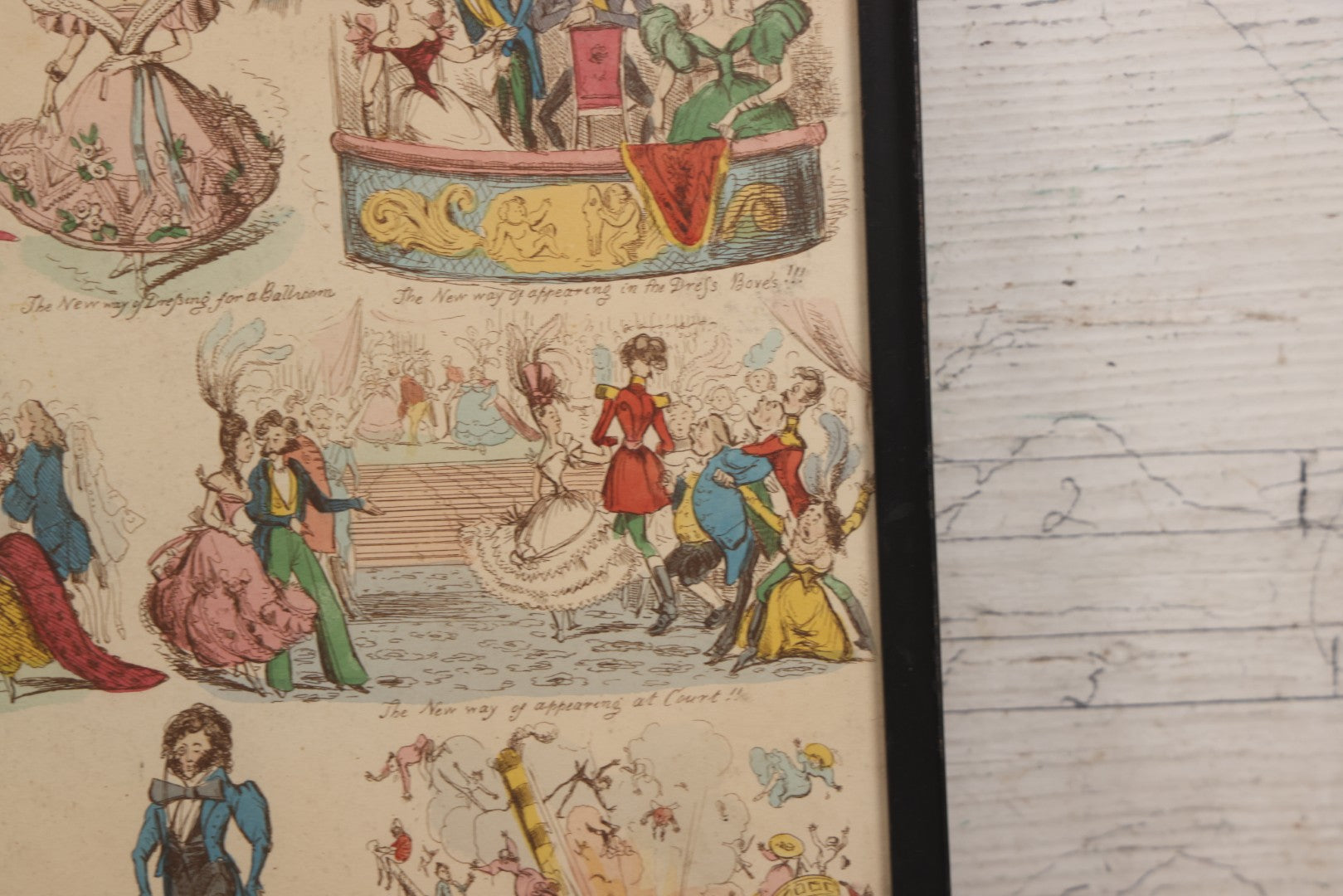 Lot 119 - Antique Hand Colored Comic Etching Titled "New Ways And Old Ways No. 3" From Book Of The Same Title, Designed And Etched By Henry Heath, Circa Mid 19th Century, In Frame, 13" x 9-7/8"