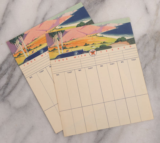 Lot 141 - Vintage Tour With Texaco Contact Bridge Scorecard Pad, 4 Pages, With Rules For Contact Bridge On Cardboard Pad Backing