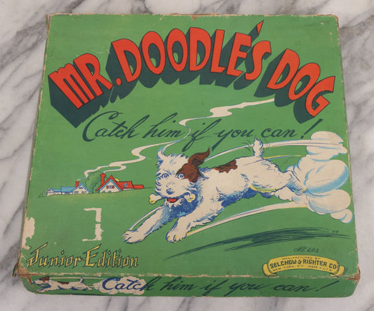 Lot 147 - Vintage Board Game, "Mr. Doodle's Dog" Junior Edition, With Illustrated Box With Dog Graphics, Manufactured By Selchow & Righter Co., New York, New York, No. 203, Made In U.S.A., Note Incomplete
