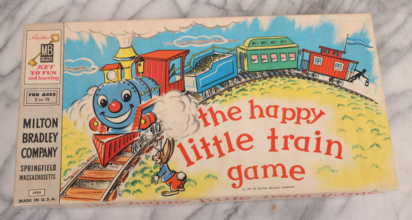 Lot 148 - Vintage "The Happy Little Train Game" Board Game By Milton Bradley Company, Copyright 1957, With Board And Game Pieces