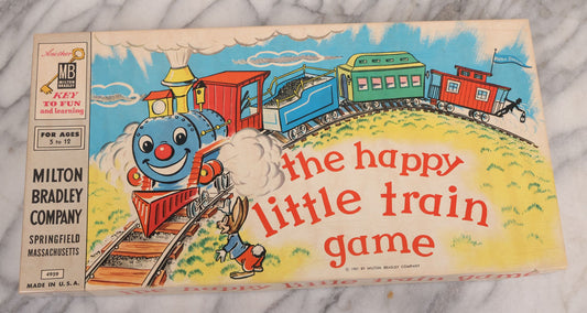 Lot 148 - Vintage "The Happy Little Train Game" Board Game By Milton Bradley Company, Copyright 1957, With Board And Game Pieces