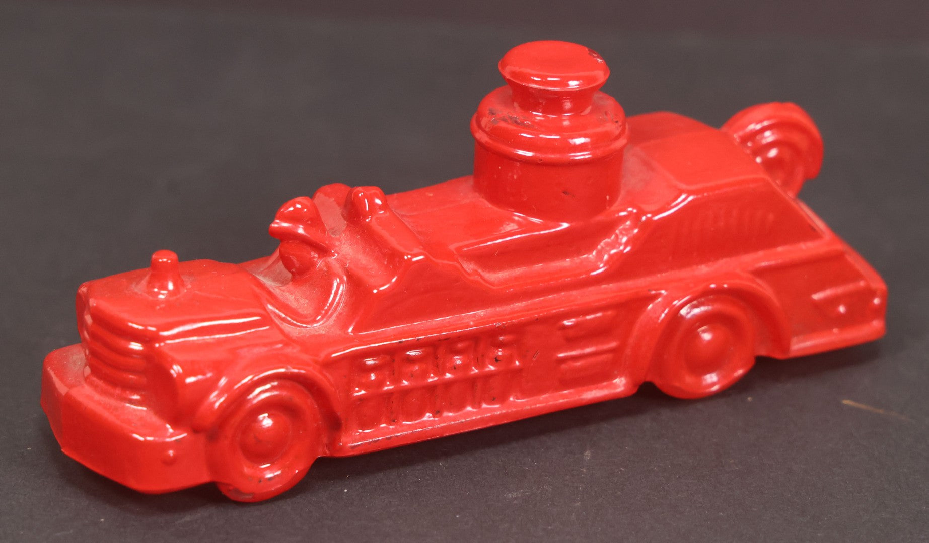 Lot 163 - Vintage Glass Fire Truck Candy Container Painted Red, 5