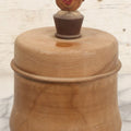 Lot 069 - Antique Folk Art Humidor With Cheeky Carved Man Head Handle On Lid, Divided Interior, 8" H