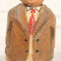 Lot 071 - Vintage Hand Carved Novelty Folk Art Man Bottle Opener Corkscrew, Corkscrew Attached To Head, Made In Italy, 5-5/8" H
