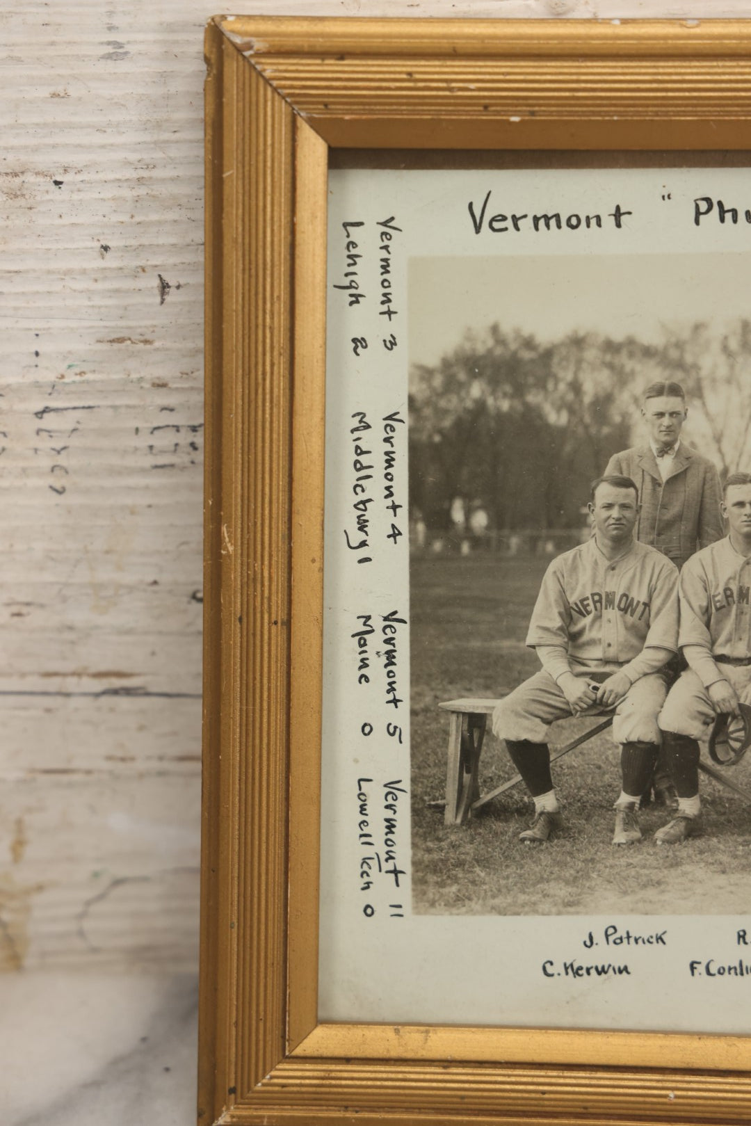 Lot 088 - Antique Framed Team Photo Of The Vermont "Phi Delts" (Fraternity) Baseball Team, 1923, Fully Identified