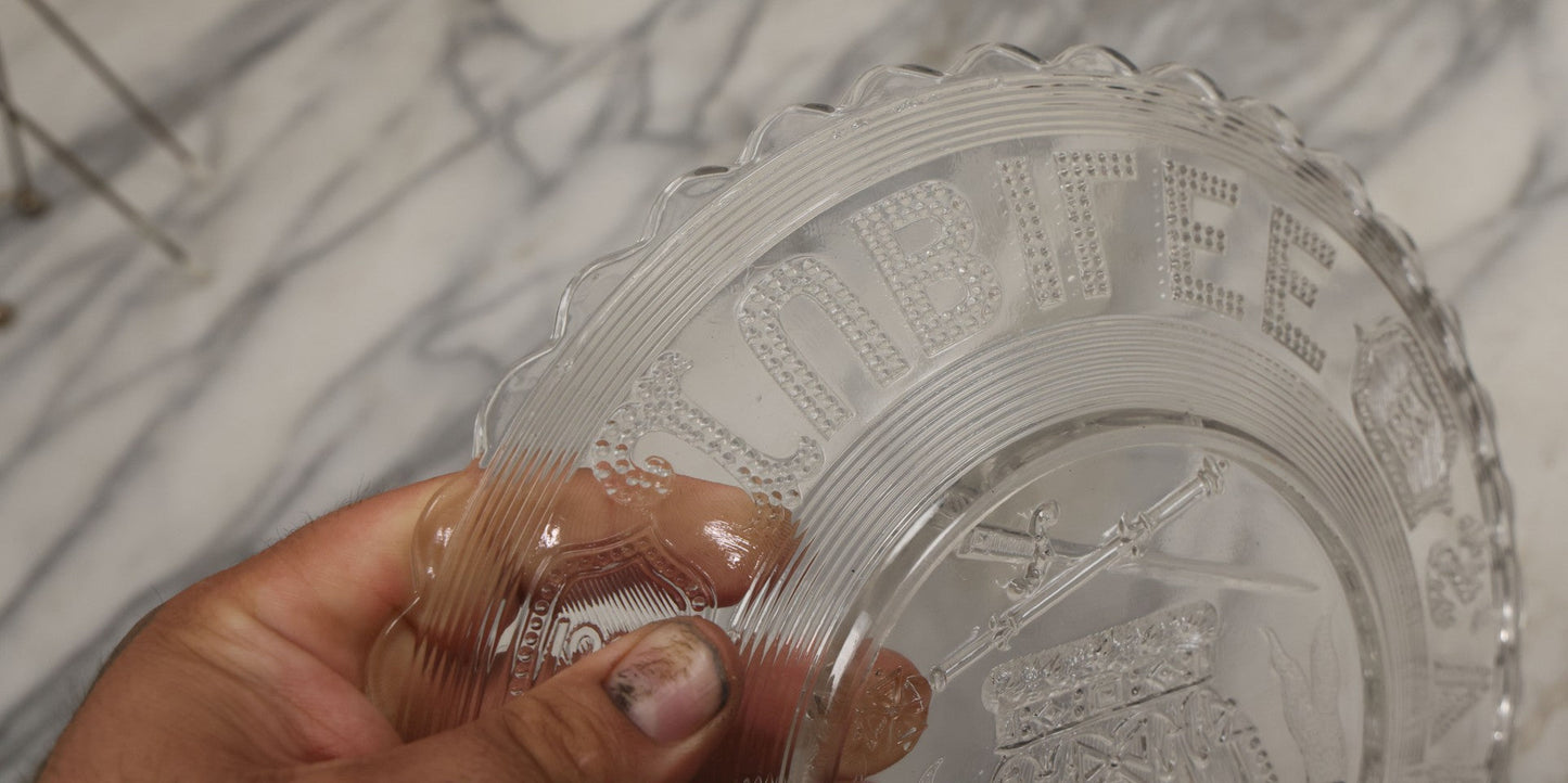 Lot 099 - Antique Pressed Glass Queen Victoria Jubilee Commemorative Plate, 1837-1887, "God Save The Queen"