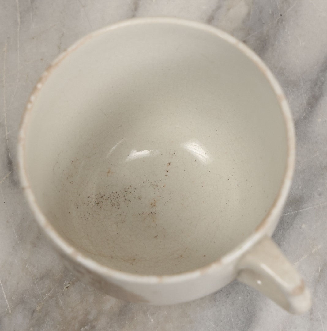 Lot 100 - Antique Transferware Queen Victoria Jubilee Commemorative Teacup, 1887, With Portrait, Note Chips, Cracks