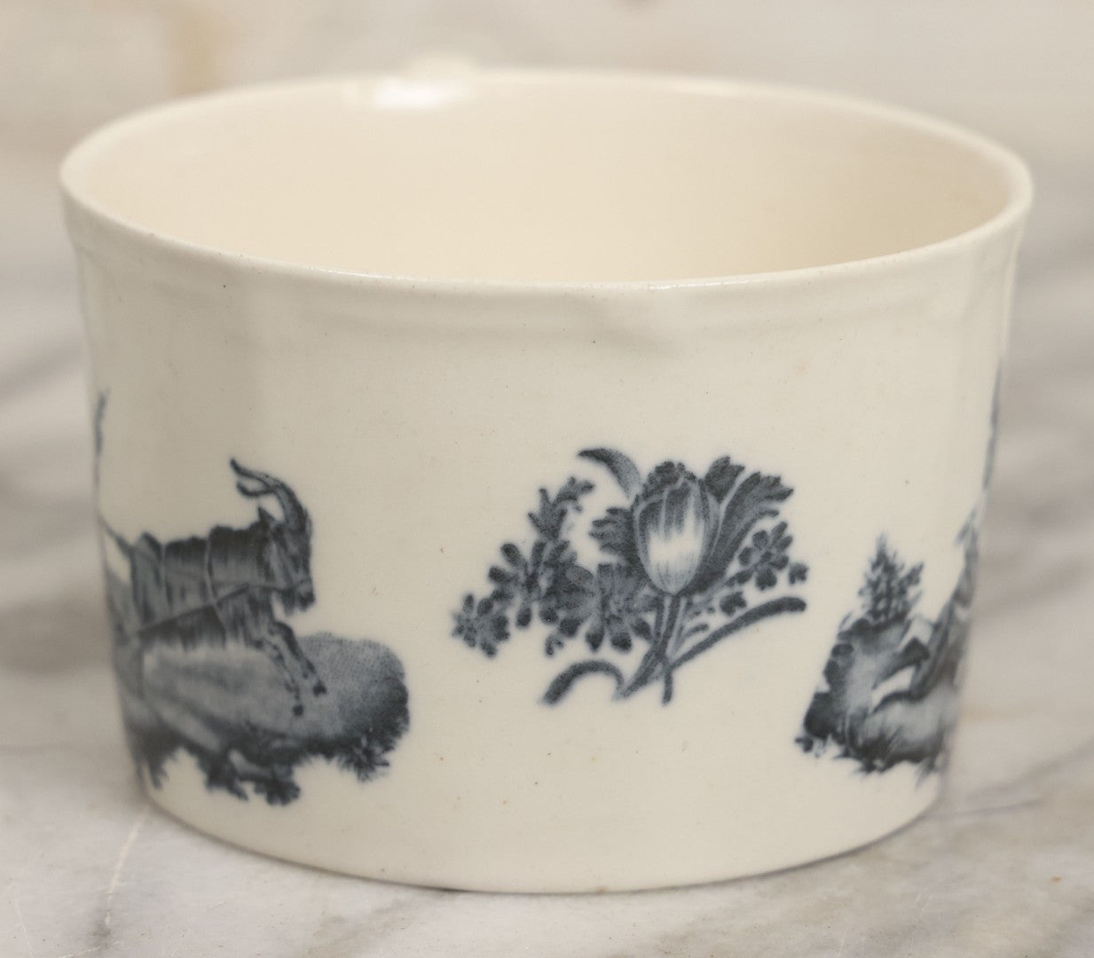 Lot 101 - Antique Transferware Children's Teacup With Scene Of Boys And Goat, Personages Line, Wedgwood, Etruria, England