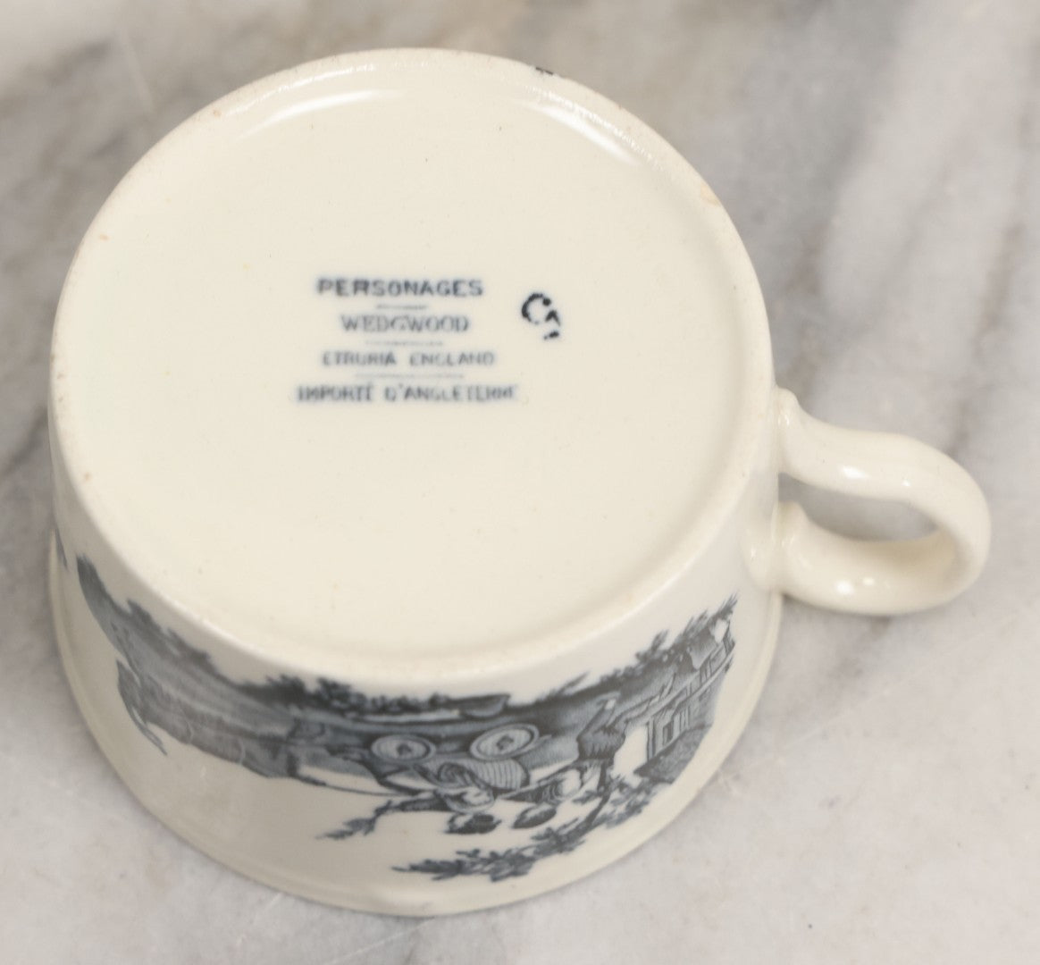Lot 101 - Antique Transferware Children's Teacup With Scene Of Boys And Goat, Personages Line, Wedgwood, Etruria, England