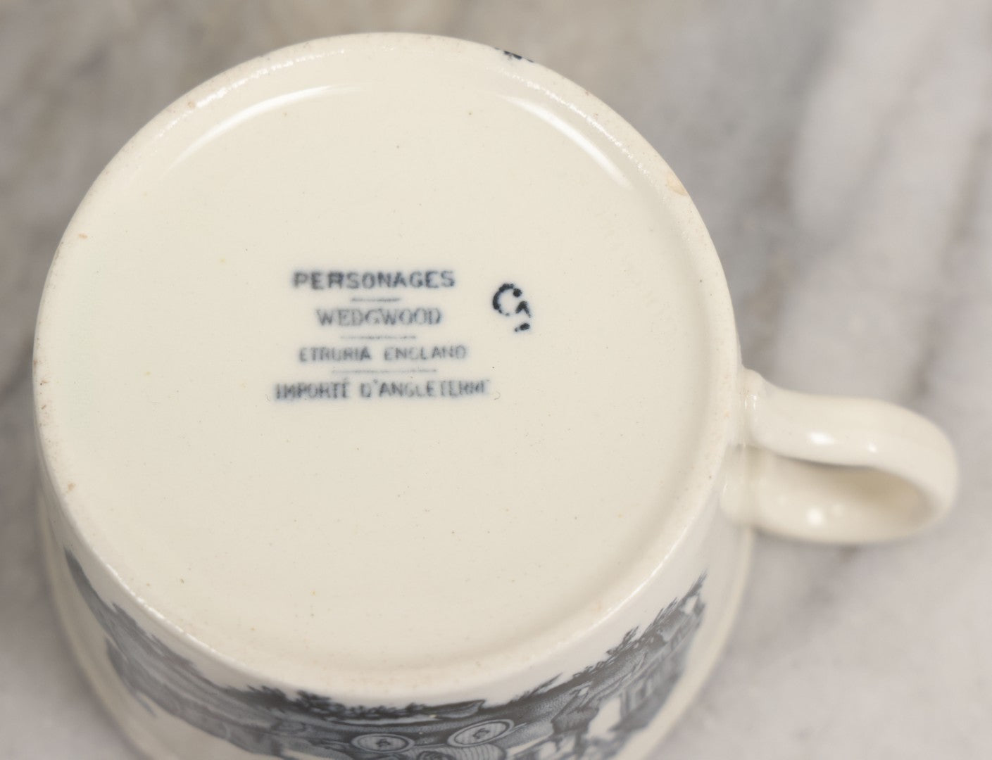 Lot 101 - Antique Transferware Children's Teacup With Scene Of Boys And Goat, Personages Line, Wedgwood, Etruria, England