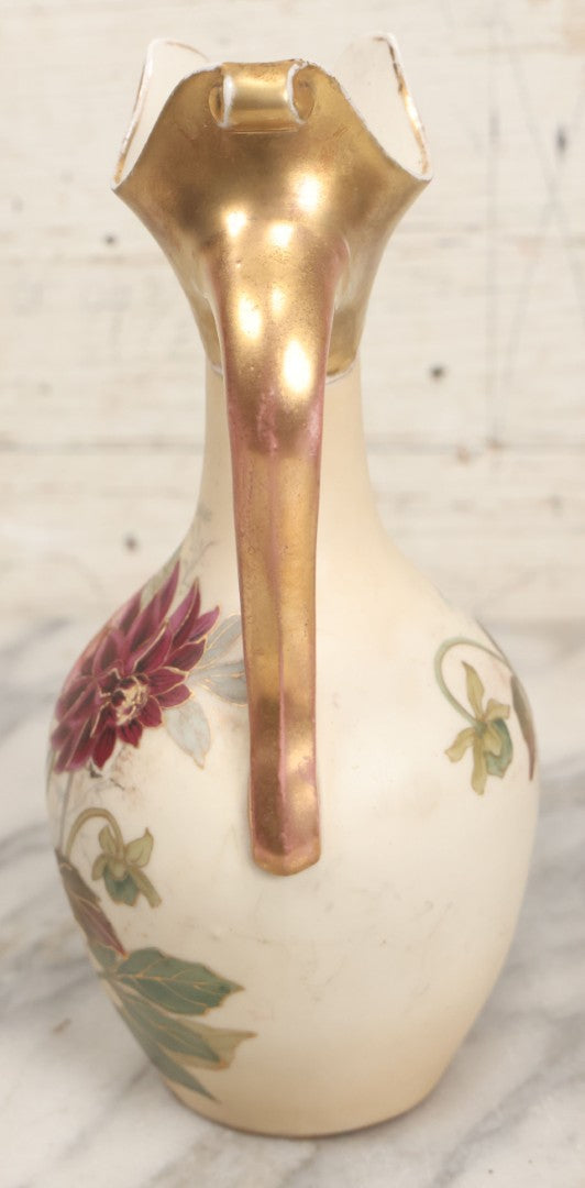 Lot 106 -  Antique Hand-Painted Art Nouveau Royal Bonn Ewer With Gilt Accents And Floral Decoration