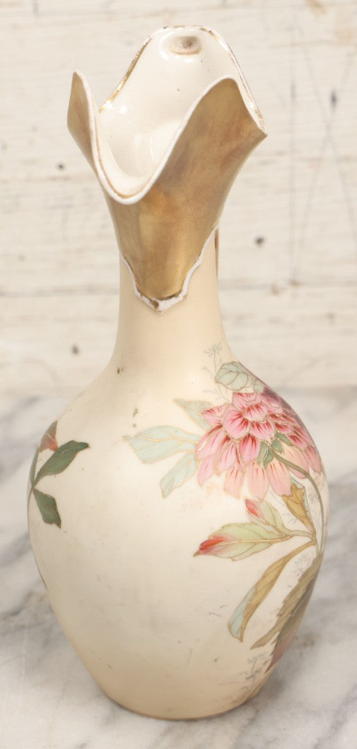 Lot 106 -  Antique Hand-Painted Art Nouveau Royal Bonn Ewer With Gilt Accents And Floral Decoration