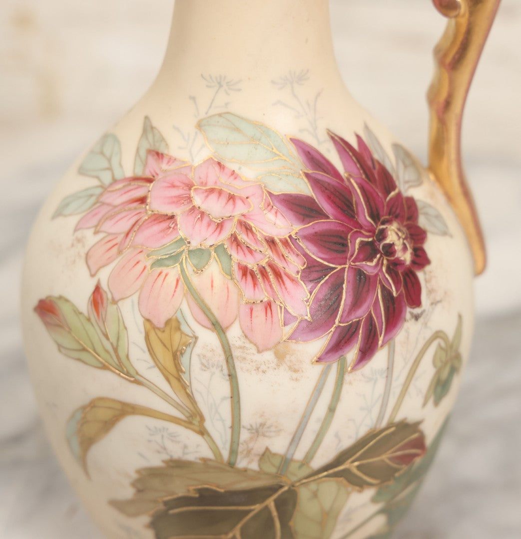Lot 106 -  Antique Hand-Painted Art Nouveau Royal Bonn Ewer With Gilt Accents And Floral Decoration