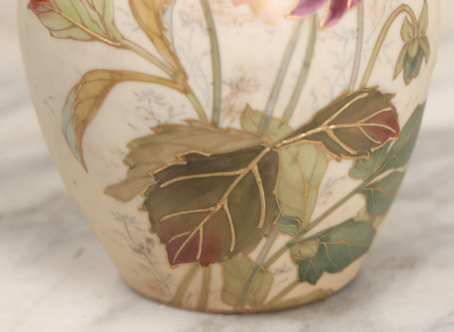 Lot 106 -  Antique Hand-Painted Art Nouveau Royal Bonn Ewer With Gilt Accents And Floral Decoration