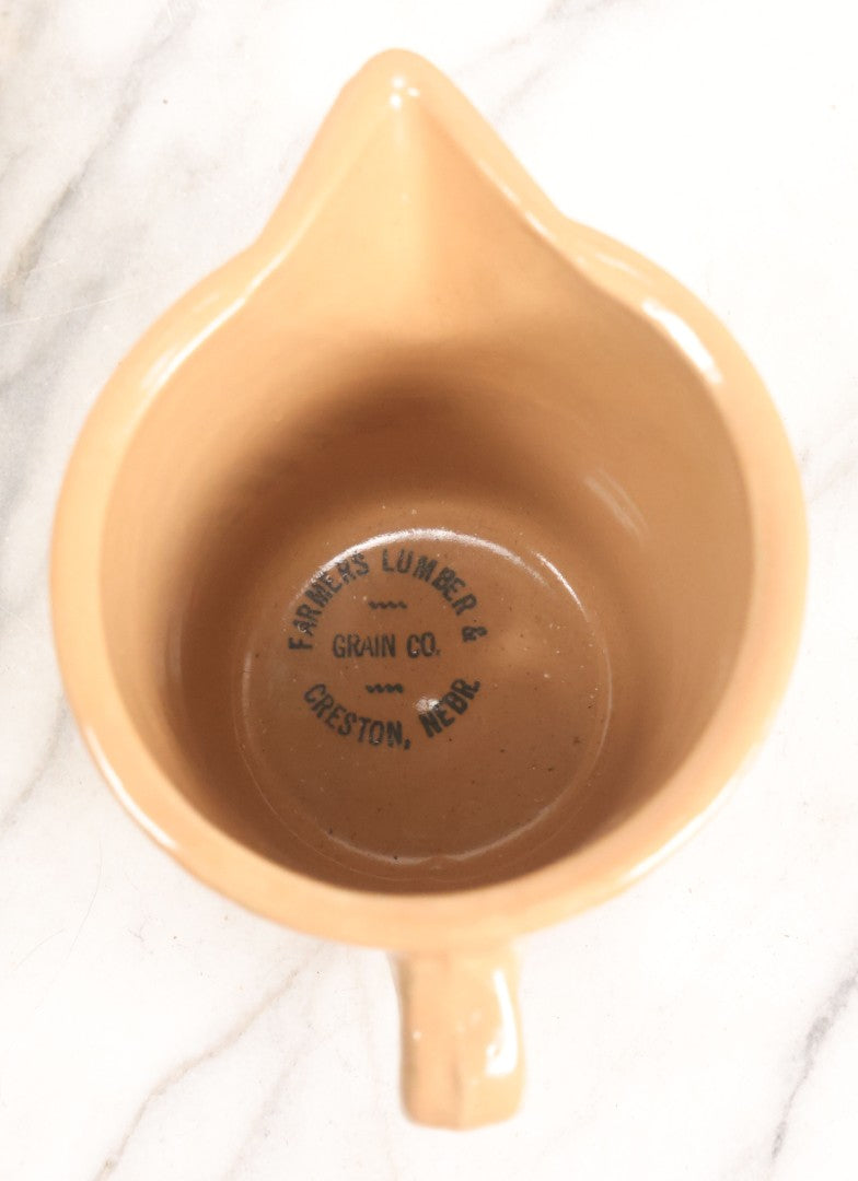 Lot 109 - Antique Ceramic Pitcher Advertising Farmers Lumber & Grain Co., Creston, Nebraska