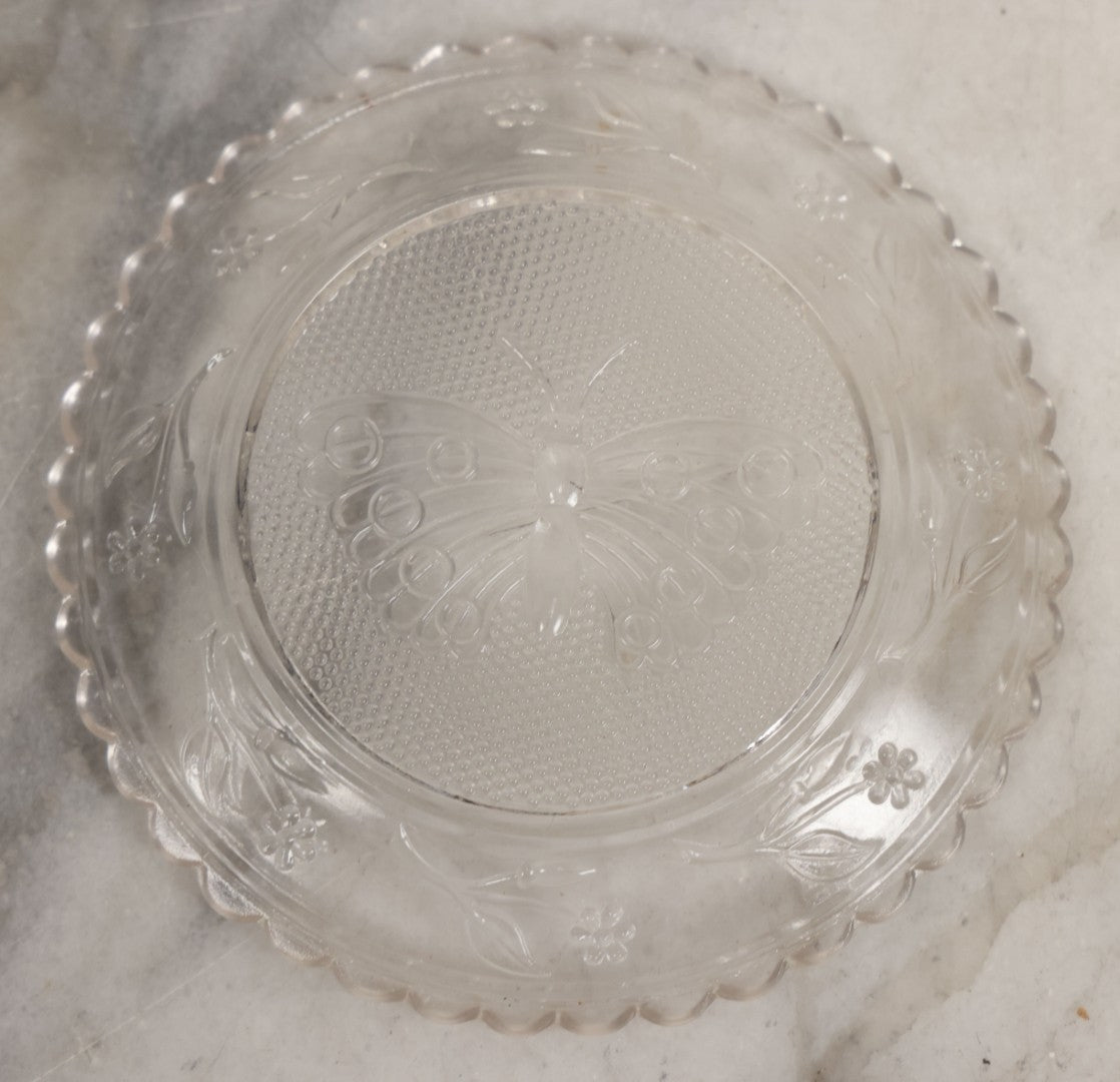 Lot 111 - Grouping Of Three Antique Pressed Glass Butterfly Cup Plate Coasters
