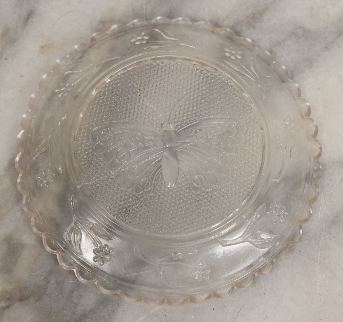 Lot 111 - Grouping Of Three Antique Pressed Glass Butterfly Cup Plate Coasters